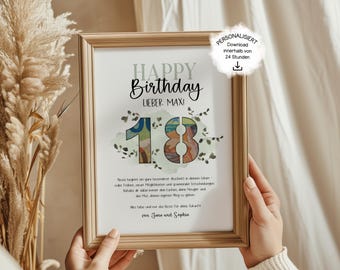 Money gift for an 18th birthday for a boy, personalized birthday gift, PDF available within a few hours