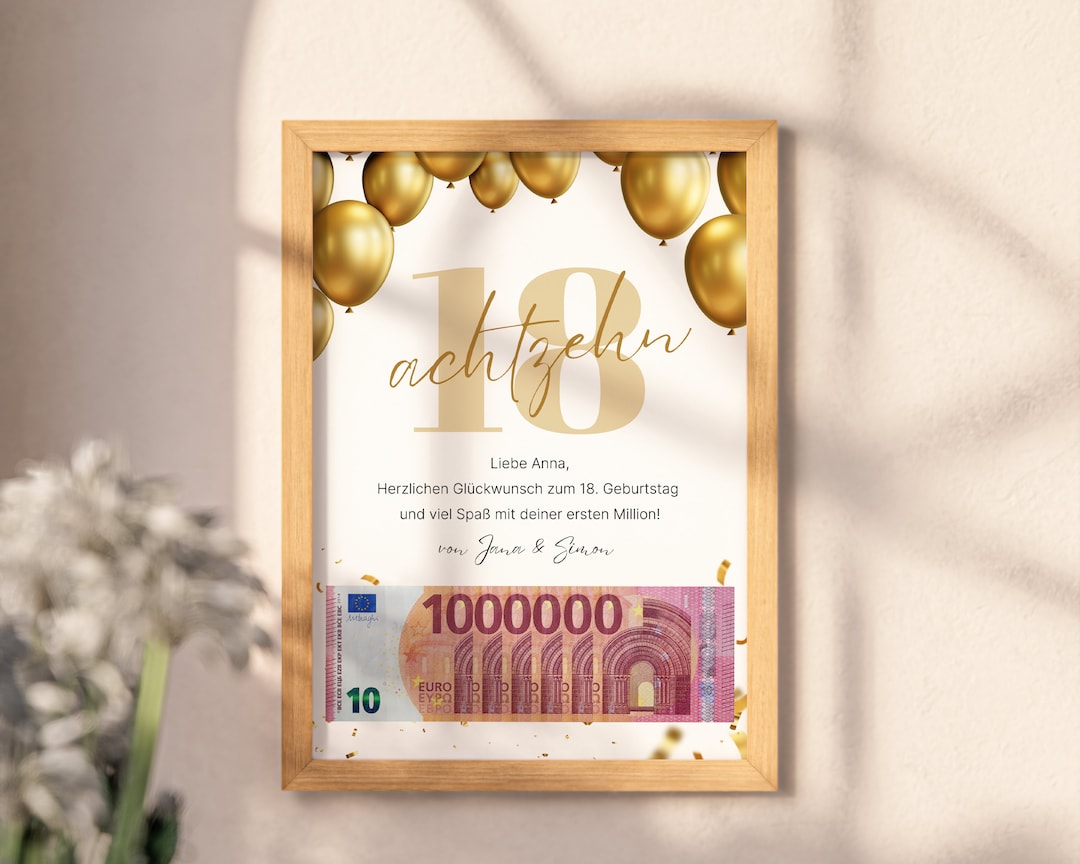 Geldgeschenk 18. Geburtstag deine erste Million Geschenk zum 18