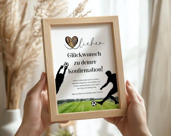 Money gift for confirmation with a football motif – Creative gift idea with money for the confirmand, template for self-printing.