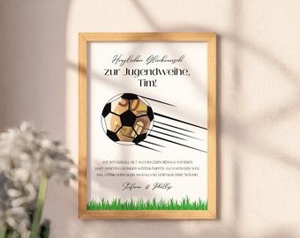 Personalized money gift for the youth consecration for boys in a football look - cool templates to print out