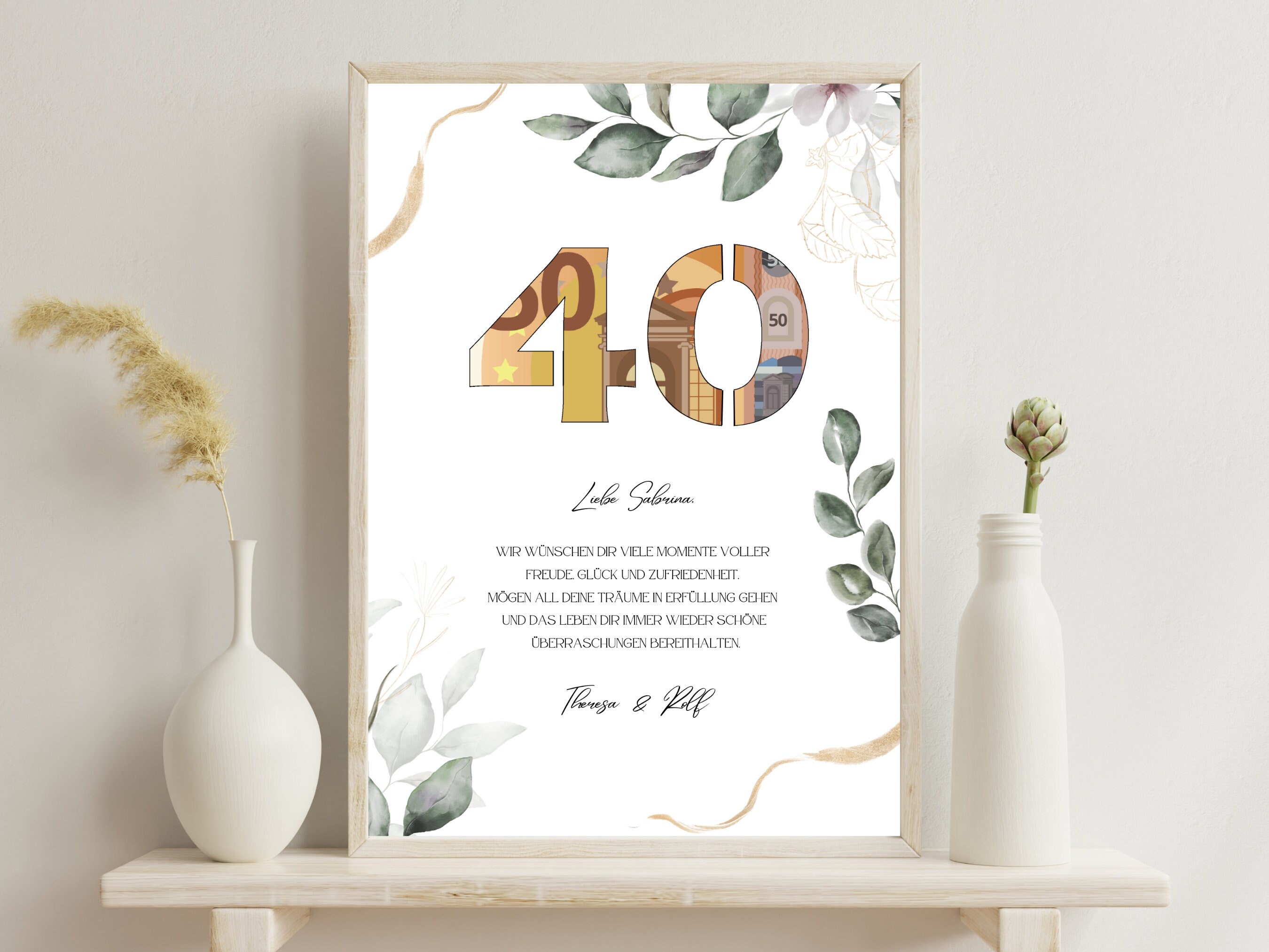 Personalisiertes Geldgeschenk zum 40. Geburtstag Etsy.de