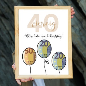 Geldgeschenk zum 40. Geburtstag Zum Ausdrucken & Last Minute Etsy.de