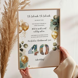 Cash gift for the 40th birthday "Oh Schreck" - PDF template for self-printing | Gift idea for men & women