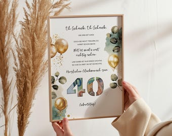 Cash gift for the 40th birthday "Oh Schreck" - PDF template for self-printing | Gift idea for men & women