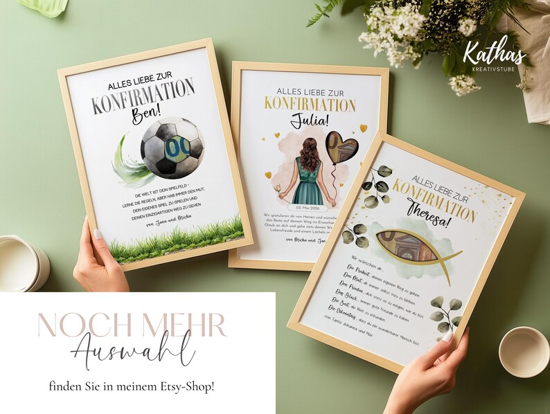 Confirmation Money Gift for Girls – Printable PDF Gift Template | Modern Design | Last-Minute Confirmation Gift image 14