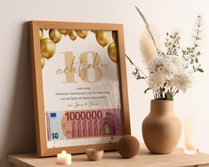Geldgeschenk 18. Geburtstag deine erste Million Geschenk zum Etsy.de
