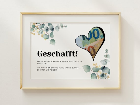 Geldgeschenk Rente "Du wirst uns fehlen" für Kollegen, Abschiedsgeschenk Ruhestand