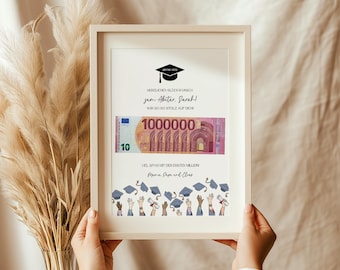 Personalized Abitur cash gift - Gift idea Abitur 2025 to print yourself, Abitur 2025 cash gift for girls and boys