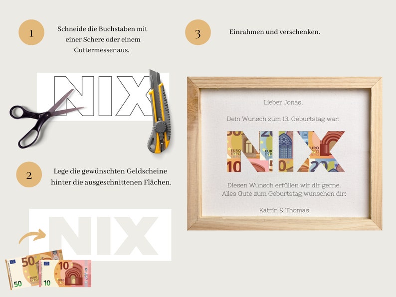 Geldgeschenk Zum Geburtstag, Geburtstag Geschenk Nix, Lustige