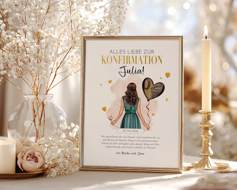 Confirmation Money Gift for Girls – Printable PDF Gift Template | Modern Design | Last-Minute Confirmation Gift image 4