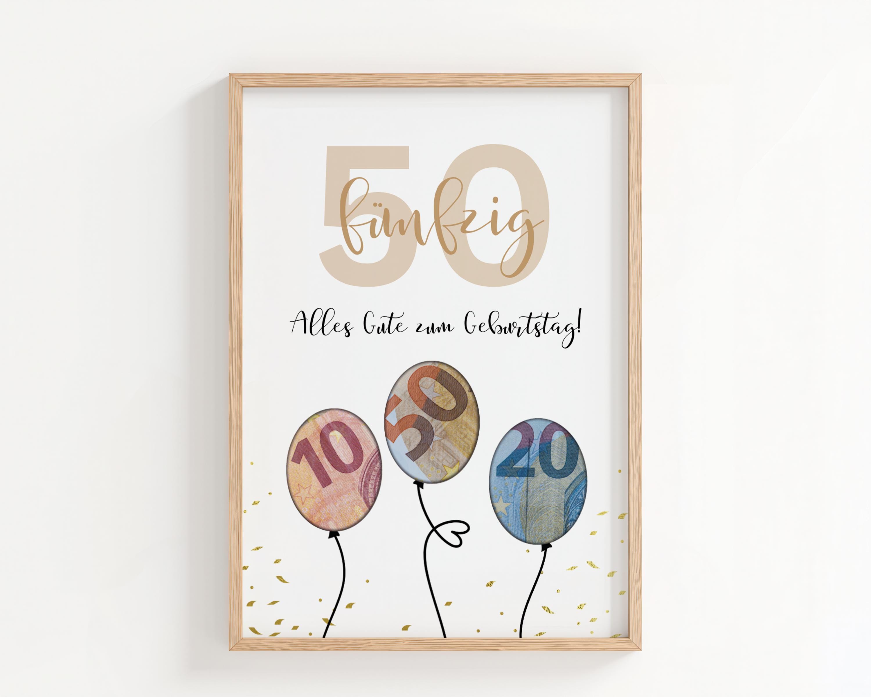 Geburtstagskarte Zum 50. – Goldfarben Mit Glitzer, Format 20,6 X 14,5 Cm – Mit Umschlag