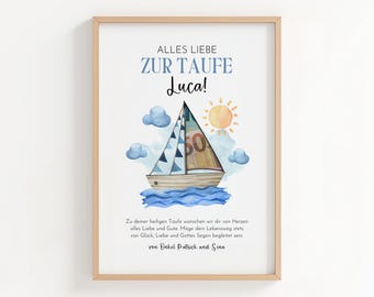 Personalized money gift for boy's baptism | Digital baptism gift to print | DIY PDF craft idea | Baby baptism gift