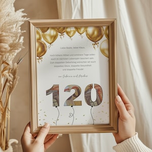 Pengagåva för en dubbel födelsedag - 60 + 60 = 120 födelsedag, digital nedladdning