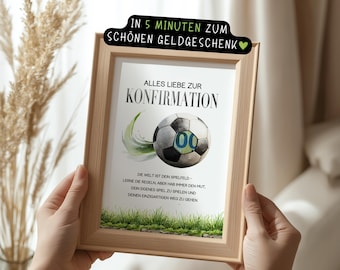Football-themed money gift for confirmation (PDF) – creative printable template – money gift for church – instant download – for boys & girls