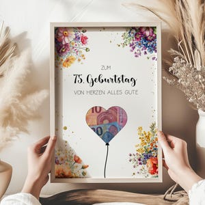 75e verjaardag cadeausjabloon - direct downloaden | Geldcadeautje om zelf uit te printen