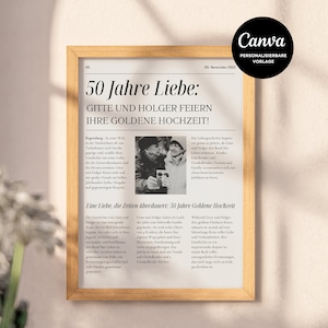 Regalo de bodas de oro: un artículo de periódico personal para editar usted mismo