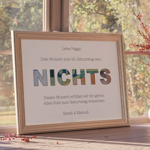 Geldcadeau Verjaardag Personaliseerbaar Grappig - Je wilde niets, verjaardagscadeau om af te drukken, digitale download
