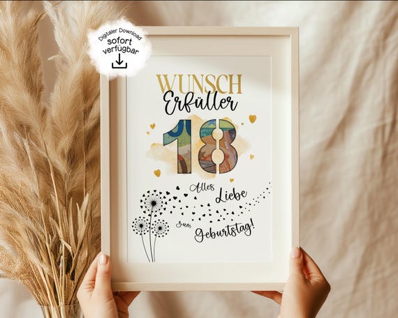 Geldgeschenk 18. Geburtstag, Last Minute Geschenkidee zum Geld schenken, PDF sofort verfügbar