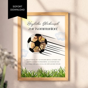 Geldgeschenk zur Kommunion für Jungs und Mädchen im Fußball-Look - Coole Vorlagen zum selbst Ausdrucken