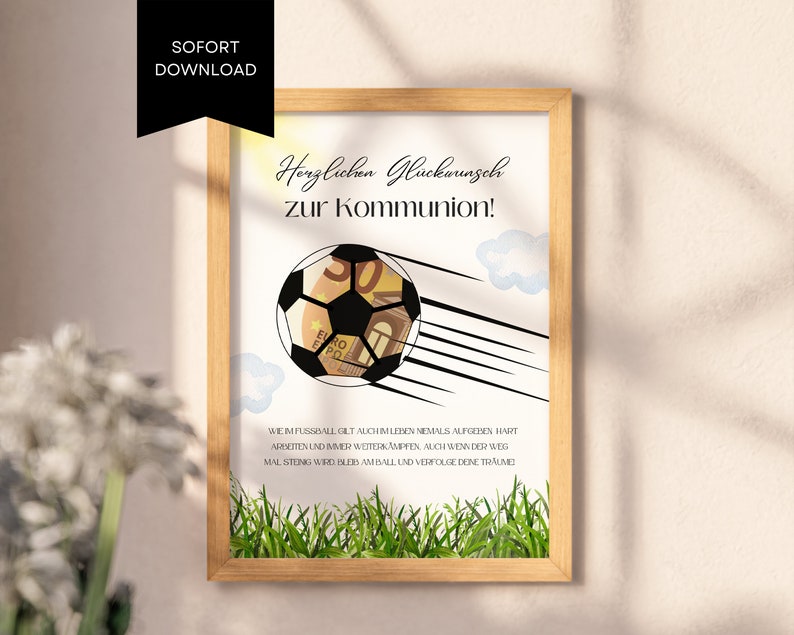 Communion money gift for boys and girls in football look cool templates to print yourself image 1