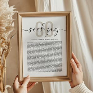 Personalisiertes Geschenk zum 60. Geburtstag, 60 Gründe, warum wir dich lieben, PDF zum Selbstausdrucken