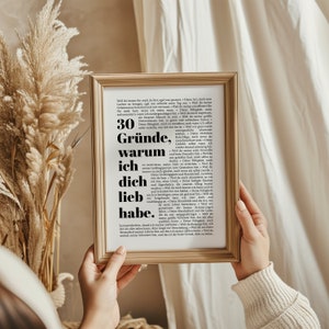 Personalisiertes Geschenk zum 30. Geburtstag: 30 Gründe, warum wir dich lieben - Druckbare PDF-Geschenkvorlage