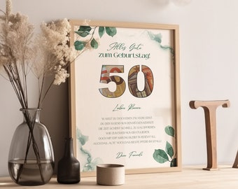 Personalisiertes Geldgeschenk zum 50 Geburtstag | Geburtstagsgeschenk 50 zum Ausdrucken | Digitaler Download