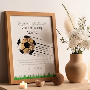 Personalized money gift for confirmation for boys in football look - cool templates to print at home