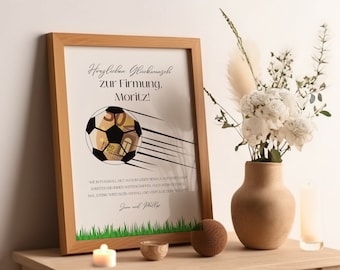 Personalized money gift for confirmation for boys in football look - cool templates to print at home