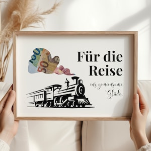 Geldgeschenk Reise zum Ausdrucken, geeignet als Geschenkidee für Urlaube, Zugreisen, etc.