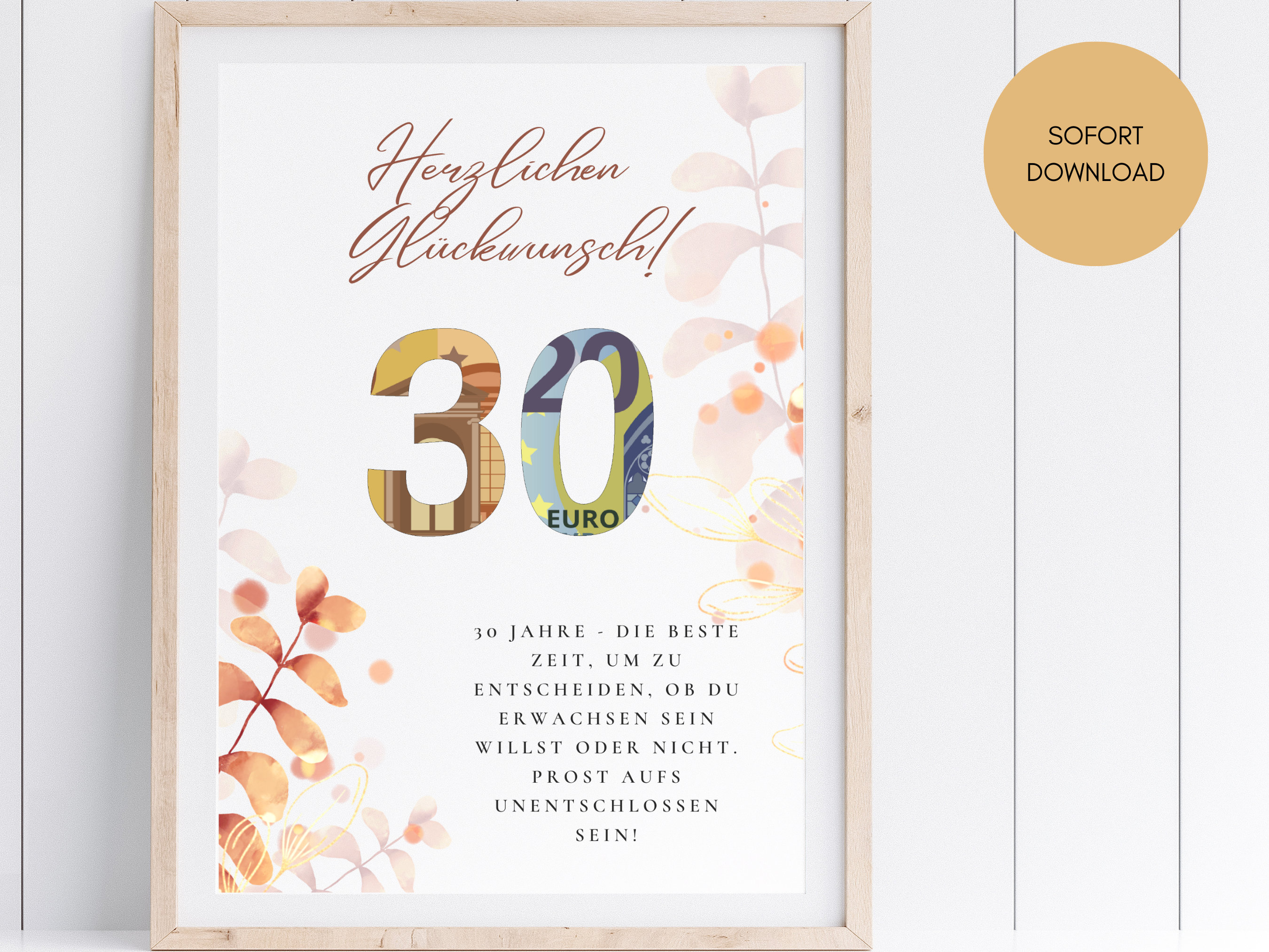 Geldgeschenk zum 30. Geburtstag Modernes Design lustiger Etsy.de