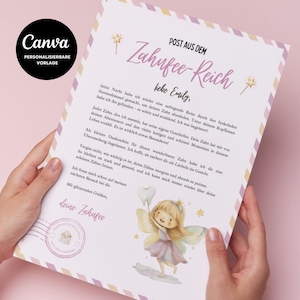 Carta personalizada da Fada do Dente para imprimir - Um presente mágico da Fada do Dente para crianças, incluindo carta e recibo