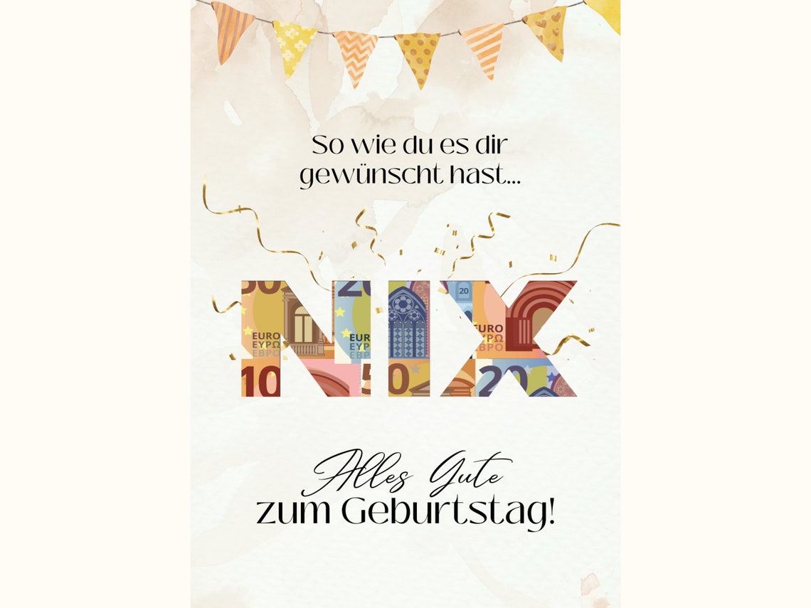 Geldgeschenk Geburtstag Nix Poster Nichts Geld Geschenk Etsy.de