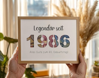 Original money gift idea for a 40th birthday - 1986 template for self-printing, last minute money gift for a 40th birthday