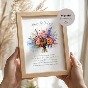 Regalo de cumpleaños en efectivo | Regalo de cumpleaños | Regalo de cumpleaños creativo de última hora (PDF) Descarga instantánea (PDF) | Regalo | Flores
