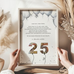 パーソナライズされた銀婚式ギフト - 結婚 25 周年記念のギフトアイデアを自分でプリントアウト