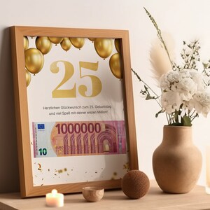 Money gift for your 25th birthday available to print and last minute. Original idea for cash gifts, available immediately image 7