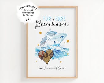 Regalo de crucero | Idea de regalo para un fondo de viaje de cumpleaños | Plantilla PDF personalizada para autoimprimir
