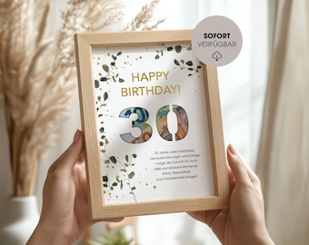 Personalizable money gift for the 30th birthday - To print and give away, last minute gift money