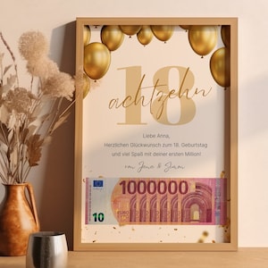 Geldgeschenk Geburtstag | personalisiert | Happy Birthday | Erste MILLION | 18. Geburtstag | DIY Geldgeschenk basteln | Digitaler Download