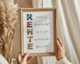 Creative retirement money gift: Gift template for colleagues (man and woman) to print yourself, suitable for picture frames