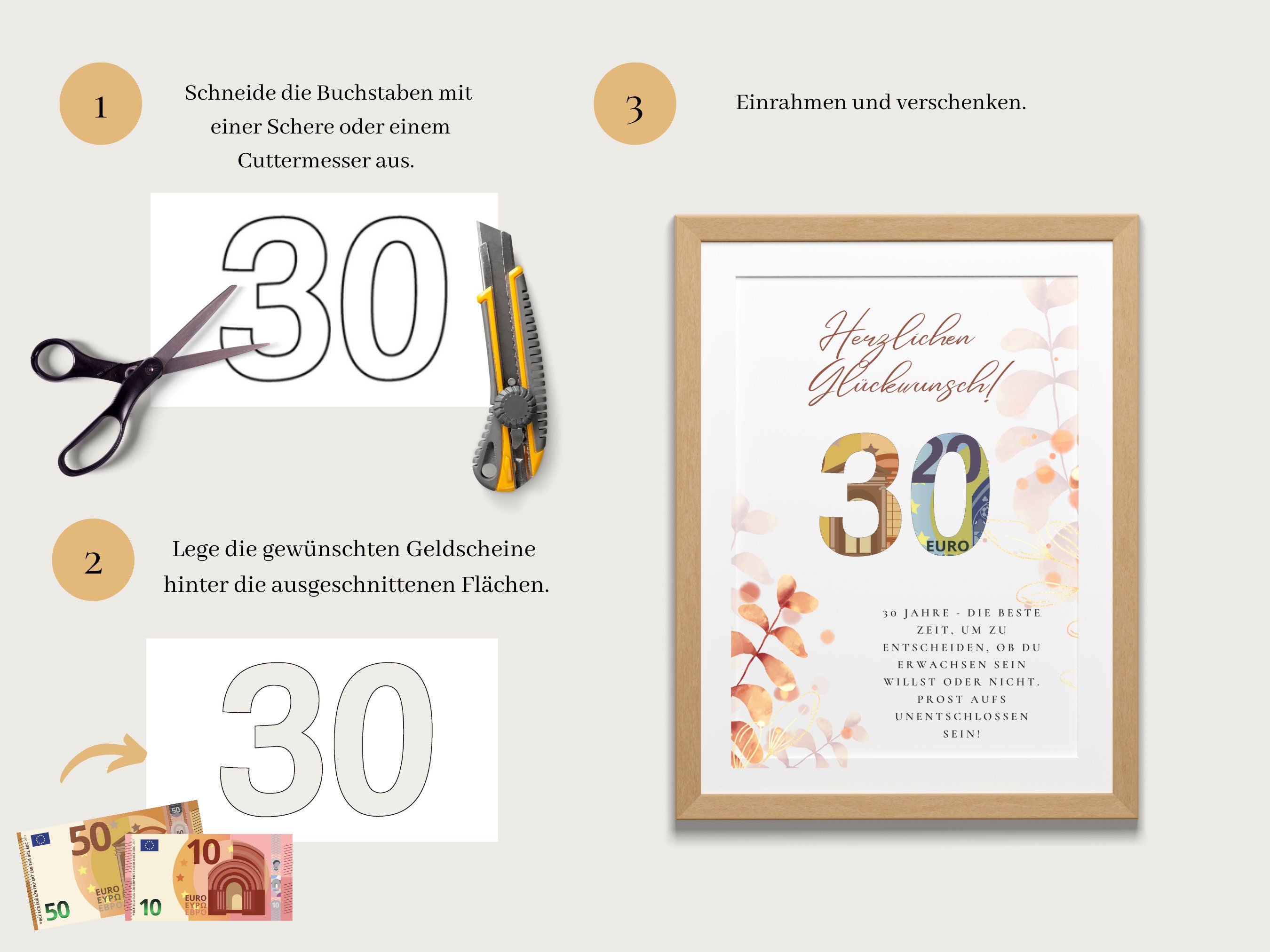 Geldgeschenk zum 30. Geburtstag Modernes Design lustiger Etsy.de