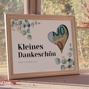 Geldgeschenk Danke "Kleines Dankeschön", Sofort Download zum Ausdrucken