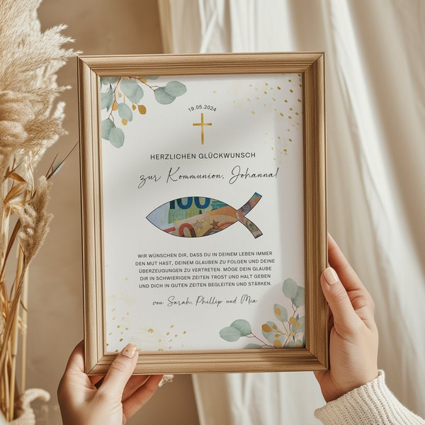 Communion money gift | Gift for boy & girl | Personalized | To print yourself | DIY | Gift idea