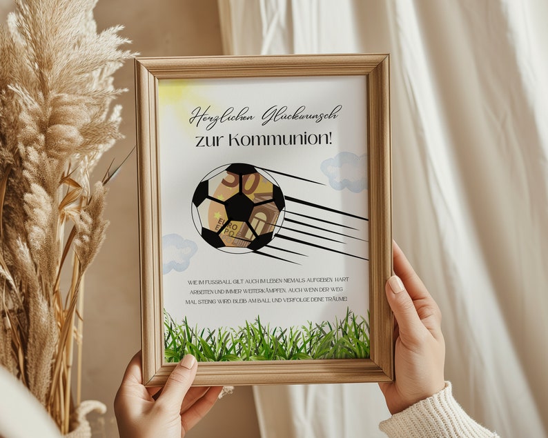 Communion money gift for boys and girls in football look cool templates to print yourself image 6