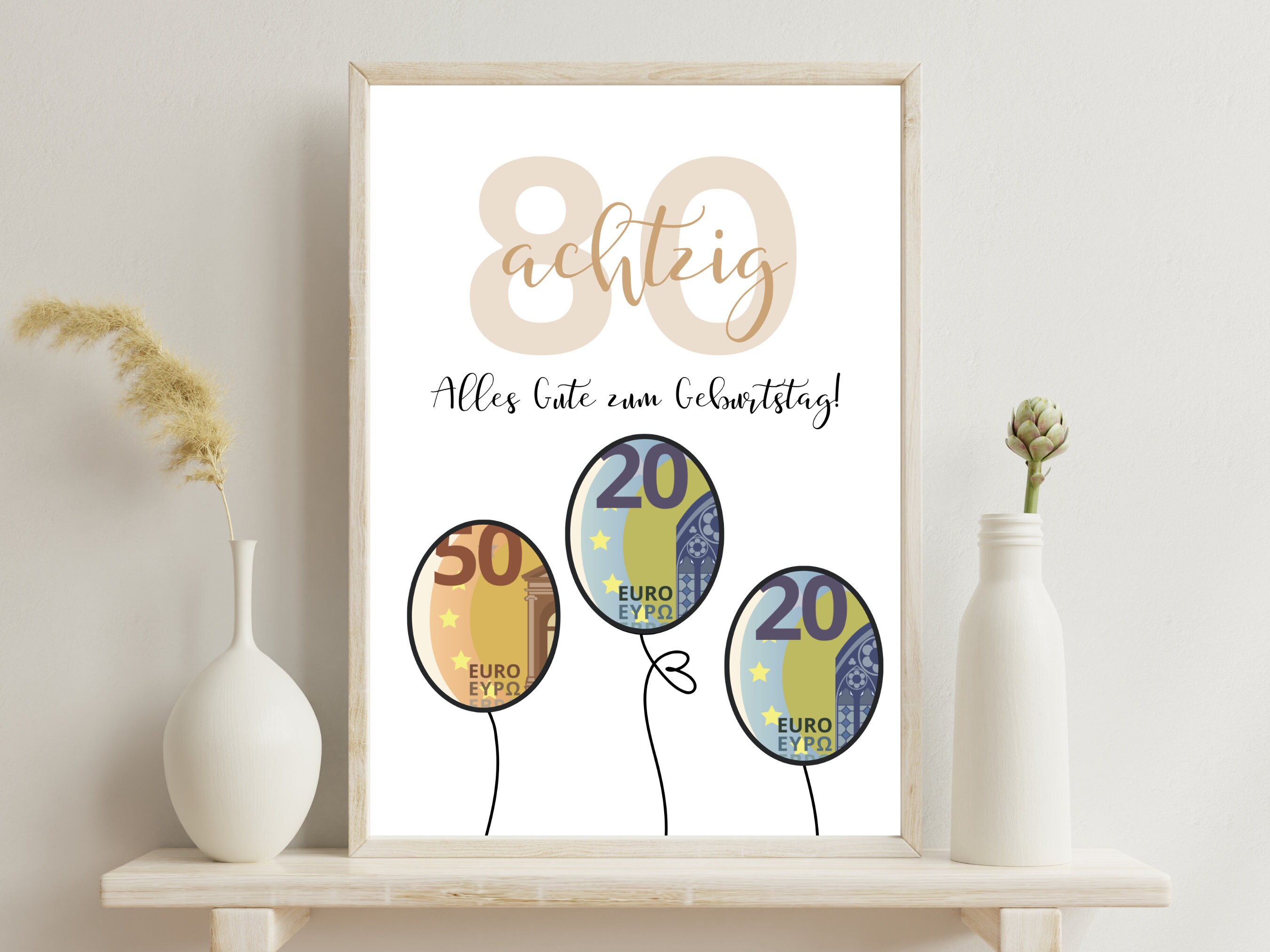 Geldgeschenk zum 80. Geburtstag Zum Ausdrucken & Last Minute Etsy.de