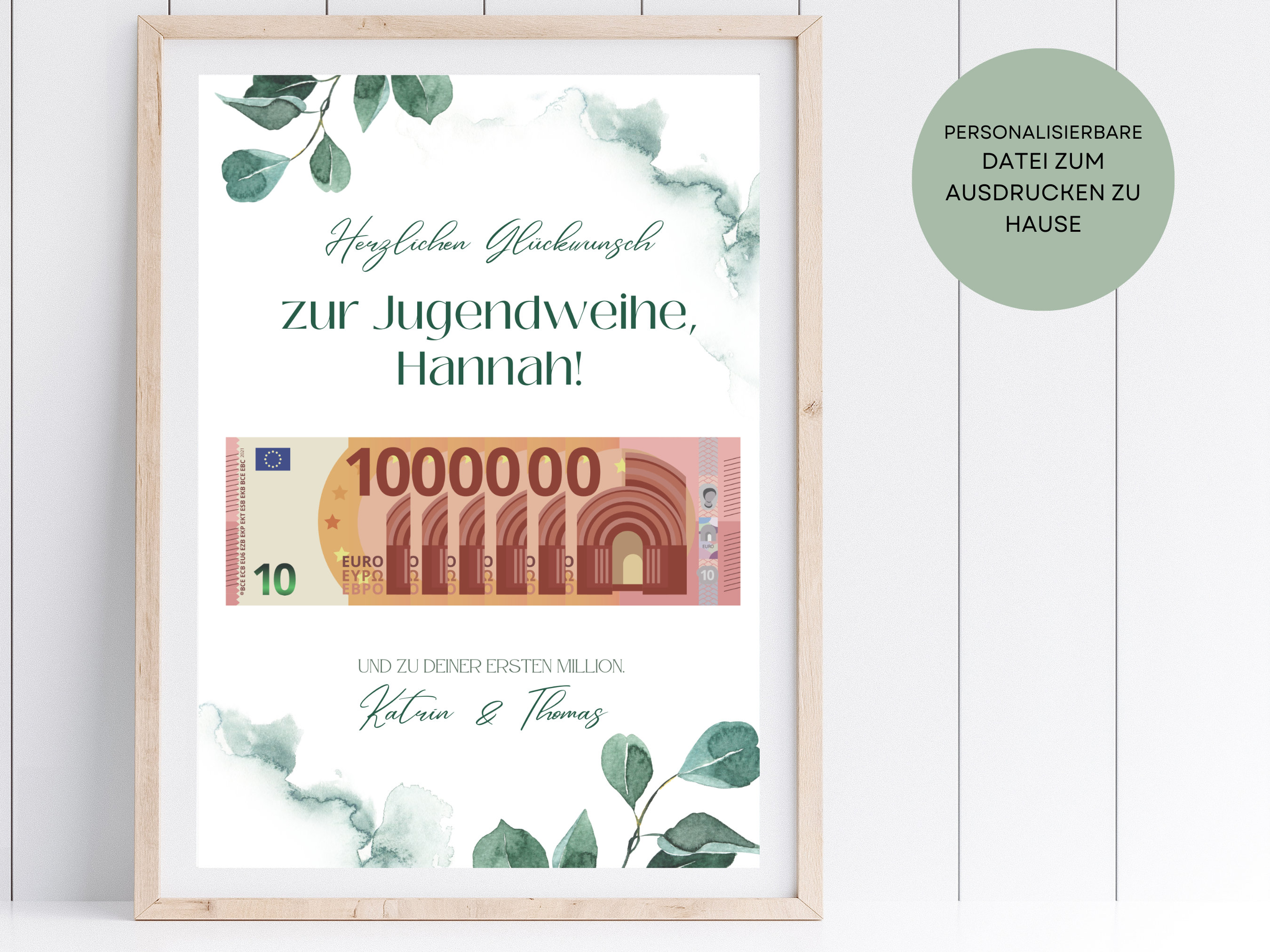 Geldgeschenk Jugendweihe Deine erste Million personalisierte Etsy.de