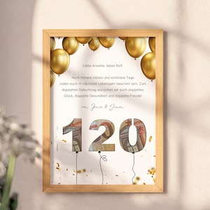 Money gift for a double birthday - 60 + 60 = 120 birthday, digital download