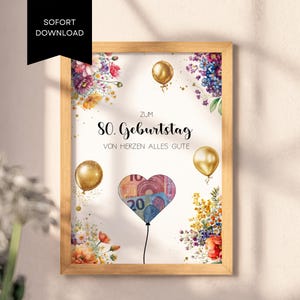 Geldgeschenk zum 80. Geburtstag - Zum Selbstausdrucken & Last Minute erhältlich. Originelle Idee für Geldgeschenke, sofort verfügbar