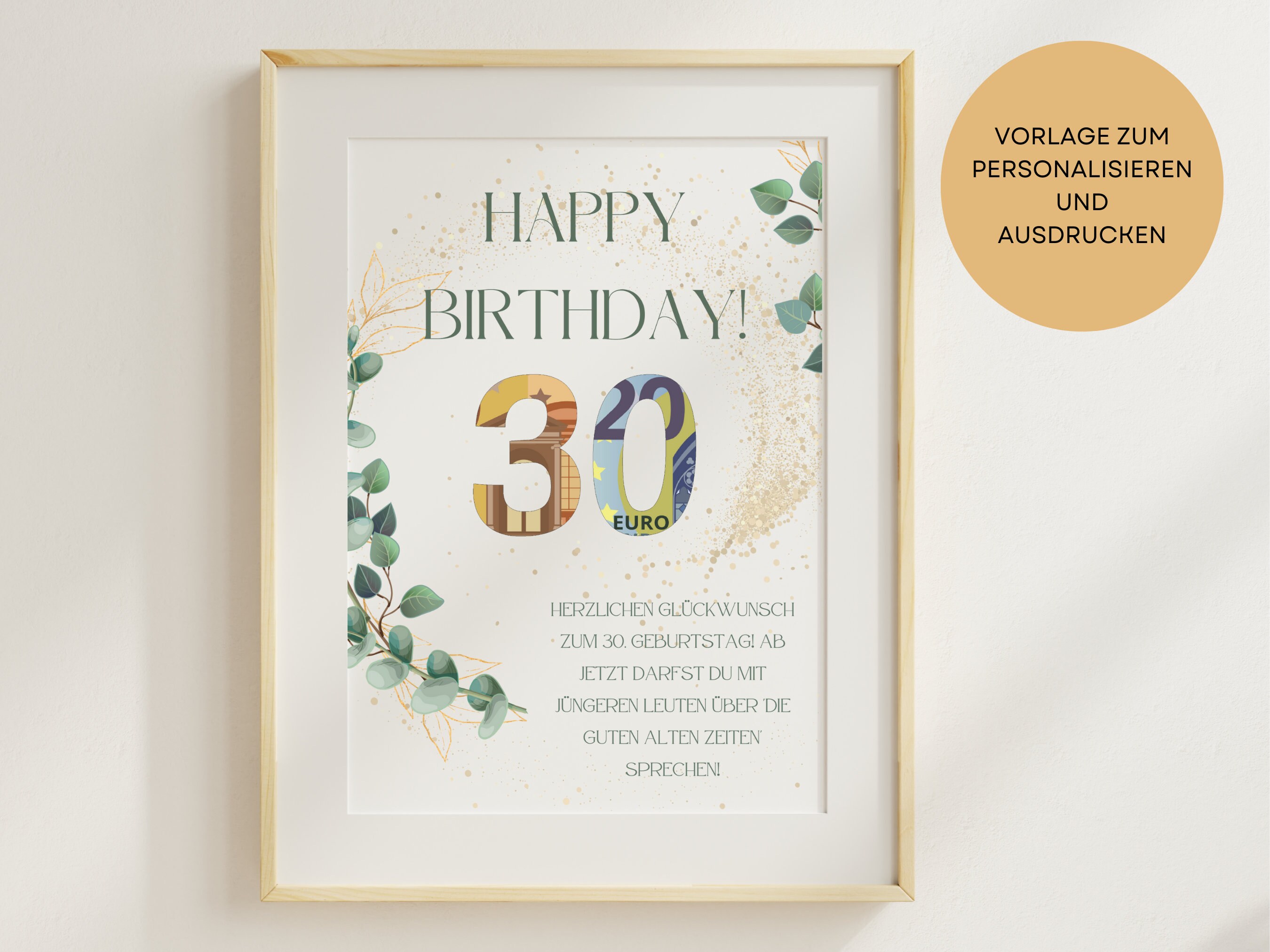 Personalisierbares Geldgeschenk zum 30. Geburtstag Zum Etsy.de